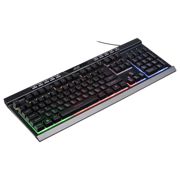 Membranali simli klaviatura 2E GAMING KG300 114key, USB-A, EN/RU, LED, qora