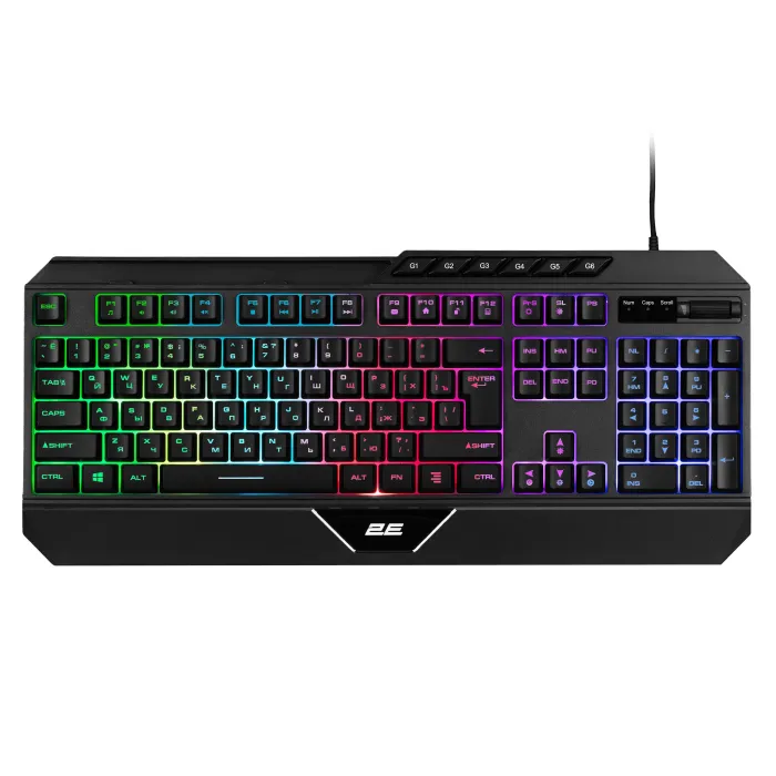Membrana klaviaturasi 2E GAMING KG315 110key, USB-A, EN/RU, RGB, qora