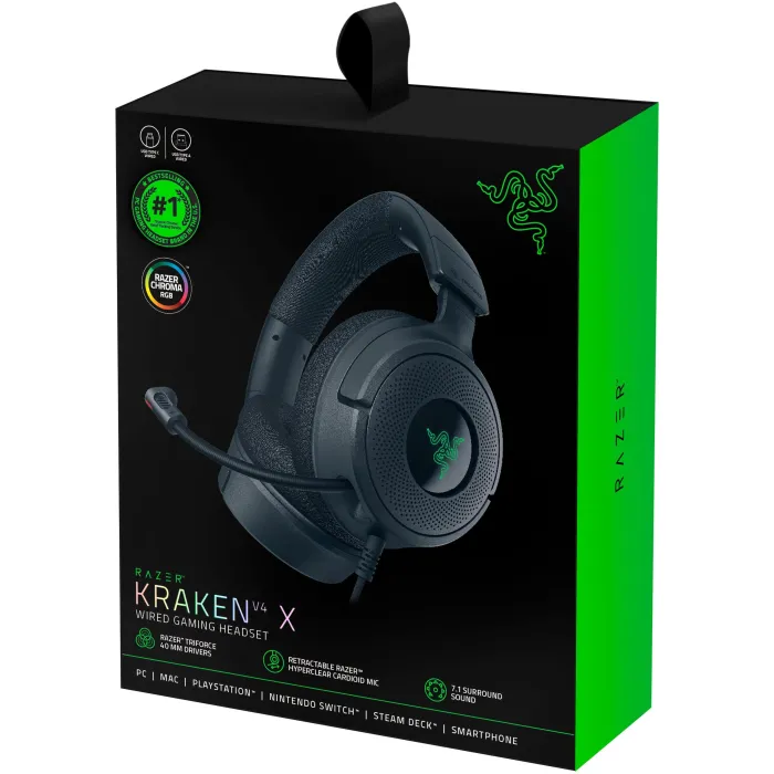 Razer Kraken V4 X 7.1 USB RGB Black o‘yin garniturasi