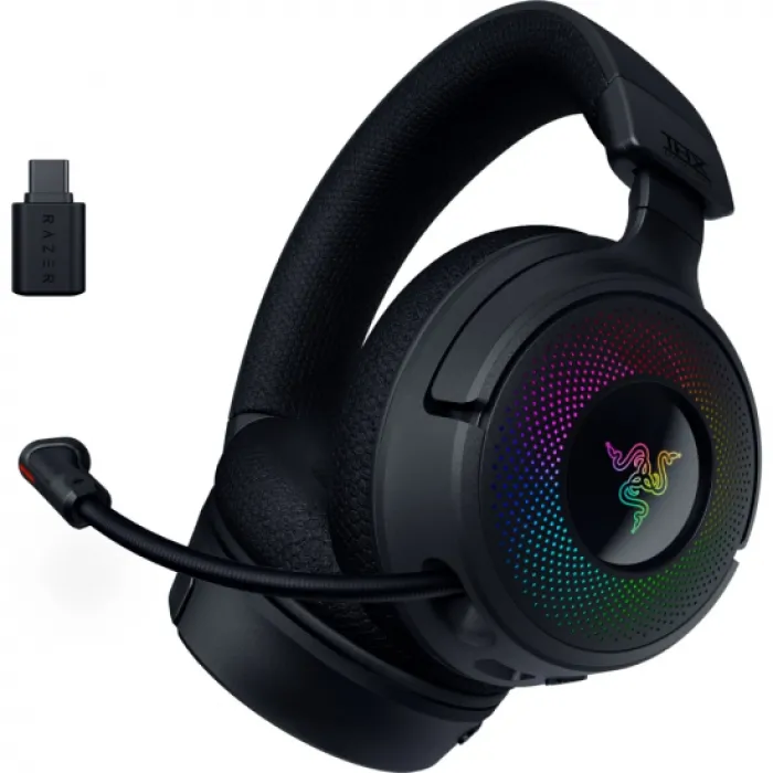 Razer Kraken V4 o‘yin garniturasi, USB-A/WL/BT, RGB, qora