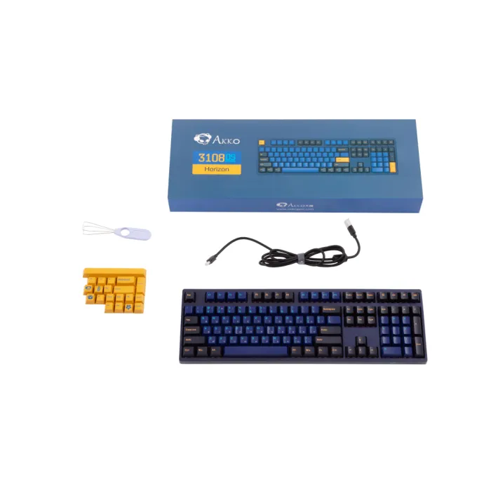 Akko 3108 DS Horizon 108Key mexanik klaviaturasi, CS Blue V2, USB-A, EN/UKR, No Led, ko‘k