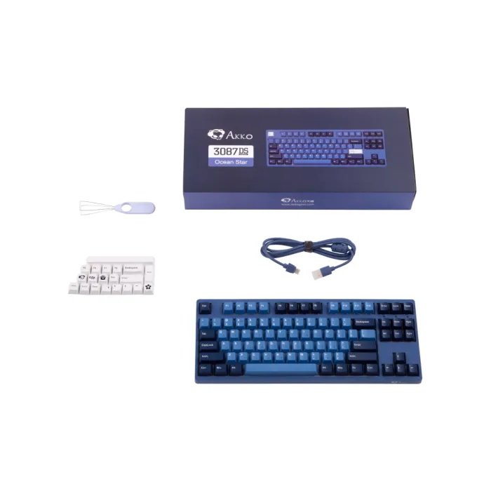 Akko 3087 DS Ocean Star 87Key mexanik klaviaturasi, CS Orange V2, USB-A, EN/RU, LEDsiz, Havo rang