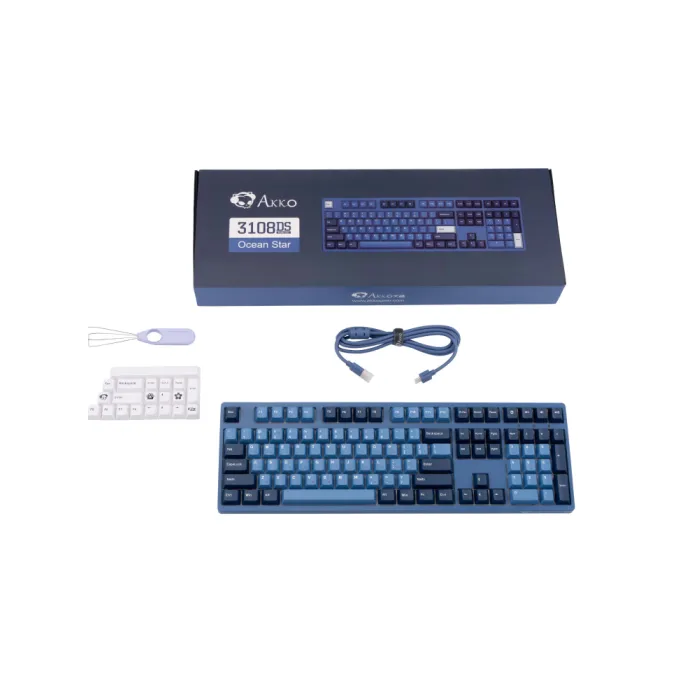 Akko 3108DS Ocean Star 108Key mexanik klaviaturasi, CS Pink V2, USB-A, EN/RU, No Led, Havo rang