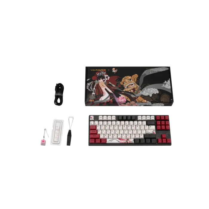 Mexanik klaviatura Varmilo VEM87 Beijing Opera 87Key, EC V2 Rose, USB-A, EN/UKR, Oq Led, qora