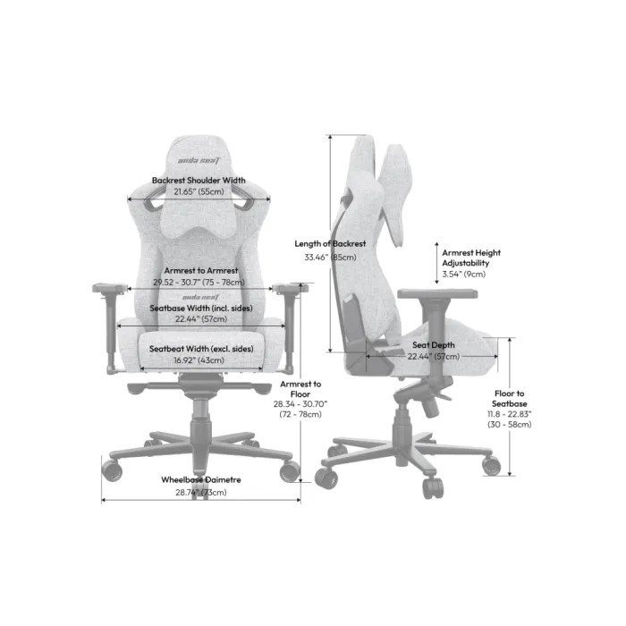 AndaSeat Kaiser 2 Pro XL o‘rindig‘i, PVX charm, 4D-Armrests, qora