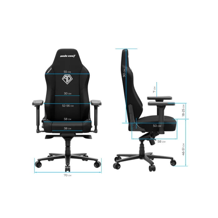 Кресло AndaSeat Phantom 3 XL, льняная ткань,4D-Armrests, серый