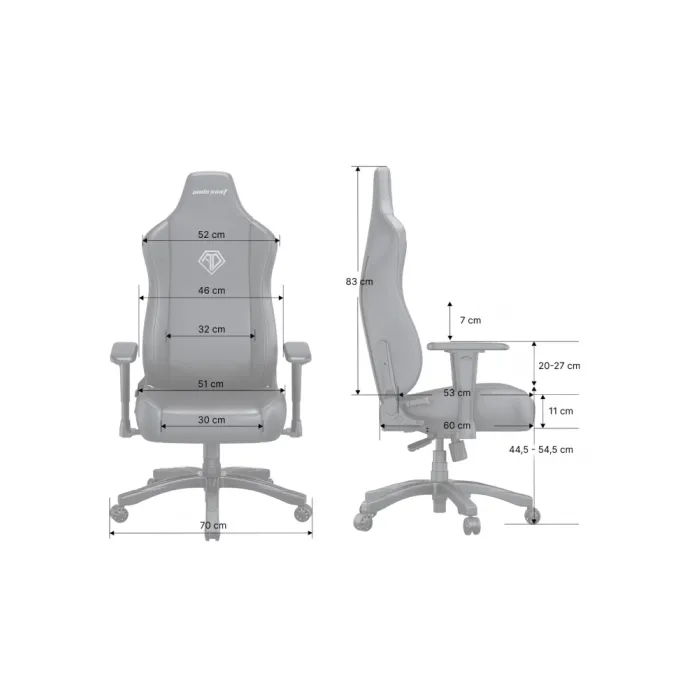 Кресло AndaSeat Novis, льняная ткань, 1D-Armrests, серый
