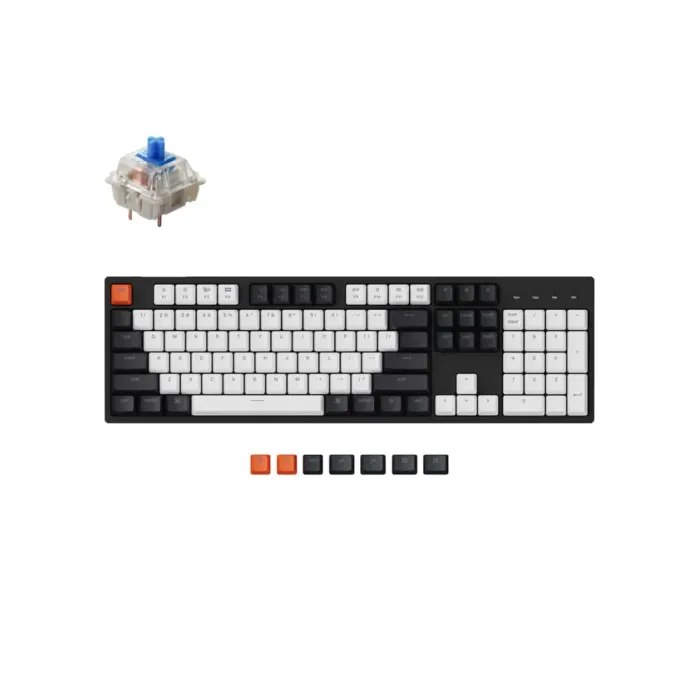 Mexanik klaviatura Keychron C2 104Key, Gateron G Pro Blue, Hot-Swap, USB-A, EN/UKR, RGB, qora