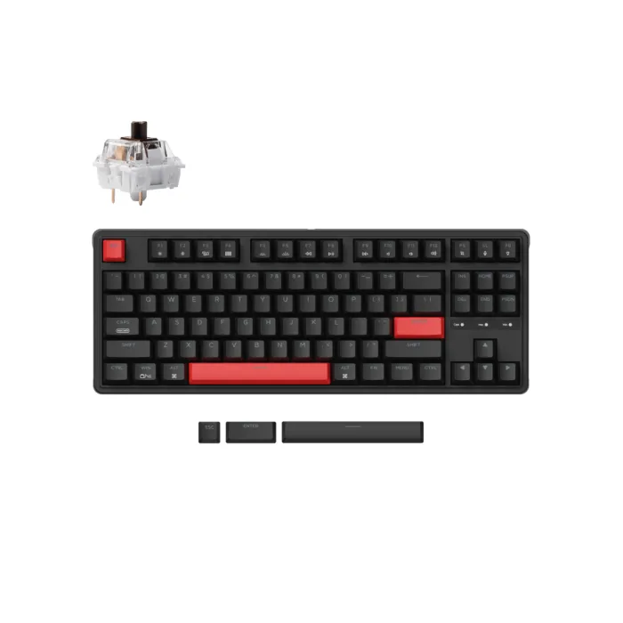 Mexanik klaviatura Keychron C3 Pro 87Key, K pro Brown, USB-A, QMK, Hot-swap, EN/RU/UZ, Red Led, qora