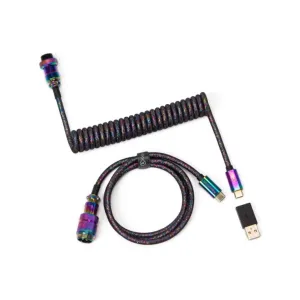 Кабель Type-A/Type-C Keychron Premium Coiled Aviator Cable-Straight Rainbow Palted black