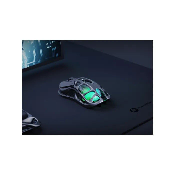 GravaStar Mercury M1 Pro sichqoni, magniy qotishmasi korpusi, BT/WL/USB-A, RGB, Gunmetal Grey