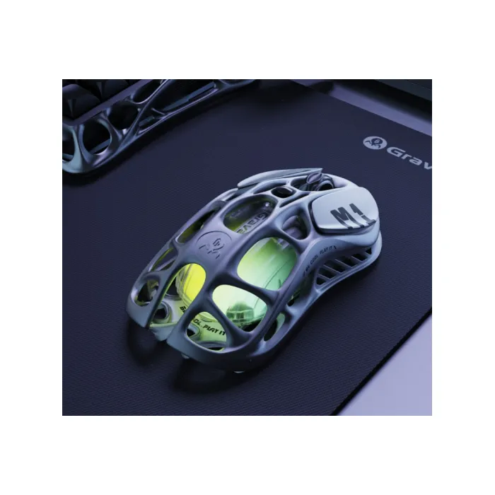 GravaStar Mercury M1 Pro sichqoni, magniy qotishmasi korpusi, BT/WL/USB-A, RGB, Gunmetal Grey