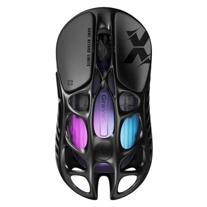 GravaStar Mercury X sichqonchasi, BT/WL/USB-A, RGB, qora