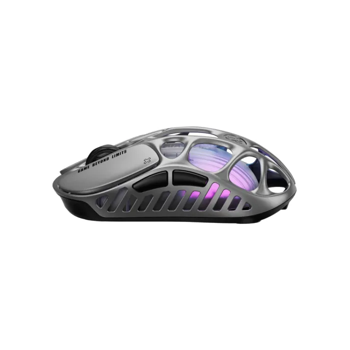 GravaStar Mercury X sichqonchasi, BT/WL/USB-A, RGB, kulrang