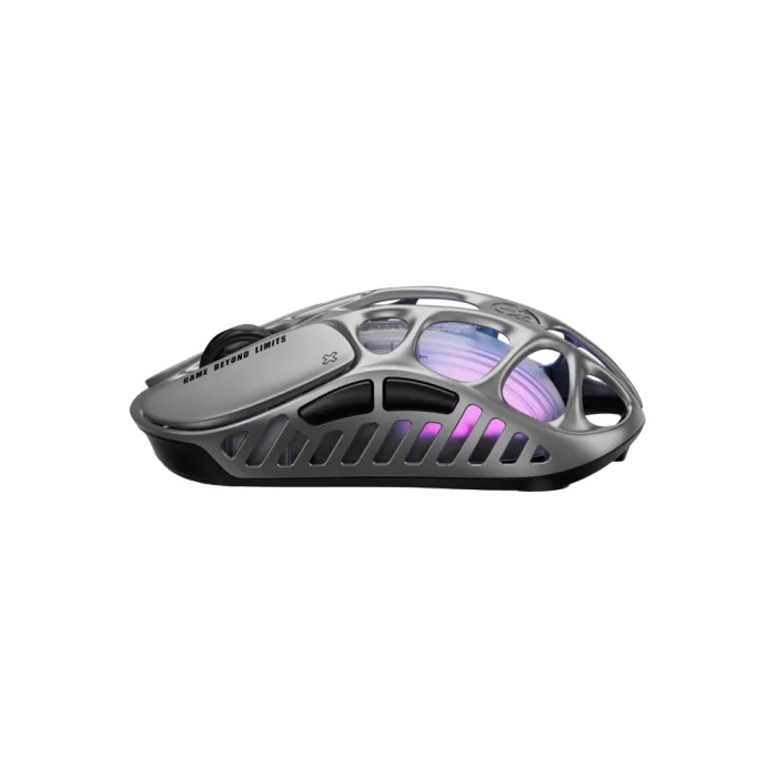 GravaStar Mercury X Pro sichqonchasi, 8K, BT/WL/USB-A, RGB, kulrang