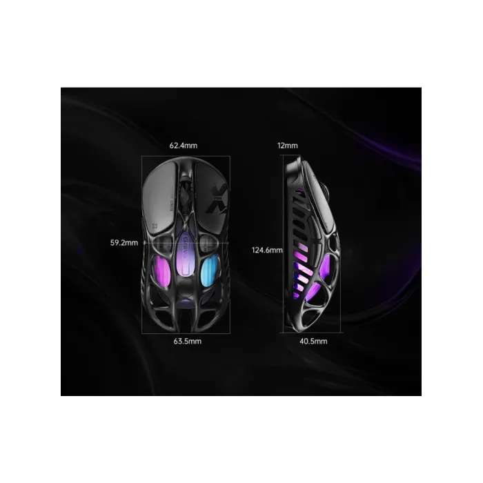 GravaStar Mercury X Pro sichqonchasi, 8K, BT/WL/USB-A, RGB, qora