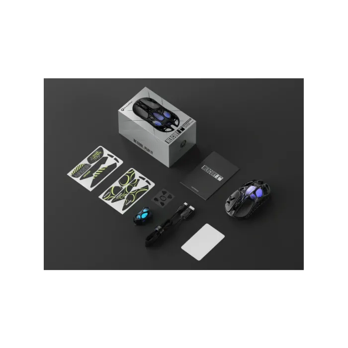 GravaStar Mercury X Pro sichqonchasi, 8K, BT/WL/USB-A, RGB, qora