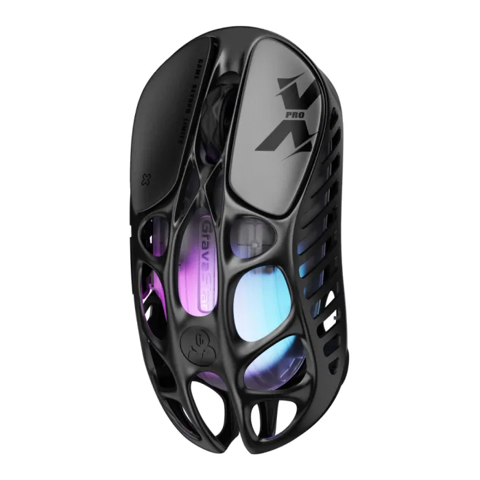 GravaStar Mercury X Pro sichqonchasi, 8K, BT/WL/USB-A, RGB, qora