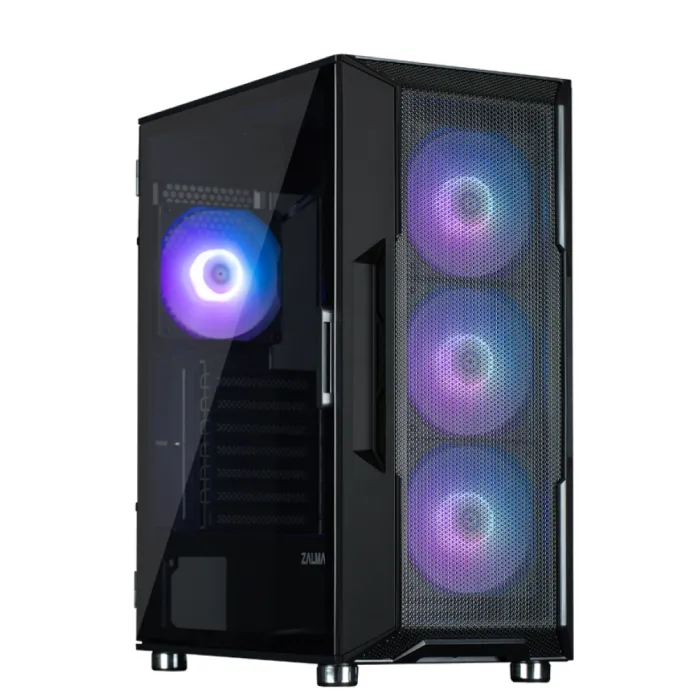 Zalman I3 Neo ARGB korpusi BPsiz, 2xUSB3.0, 1xUSB2.0, 4x120 mm ARGB, VGA 355 mm, LCS tayyor, TG yon paneli, ATX, qora