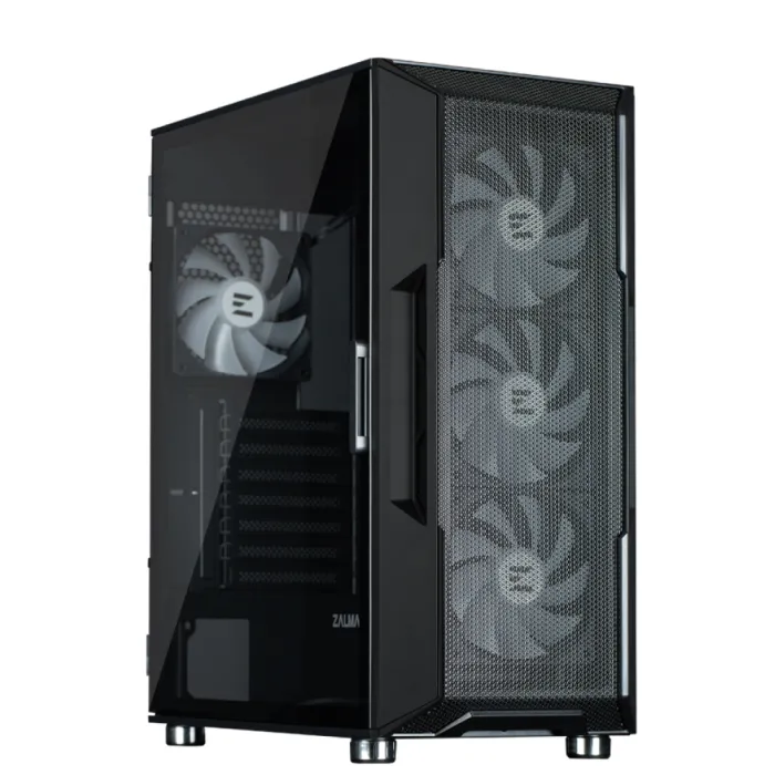 Zalman I3 Neo ARGB korpusi BPsiz, 2xUSB3.0, 1xUSB2.0, 4x120 mm ARGB, VGA 355 mm, LCS tayyor, TG yon paneli, ATX, qora