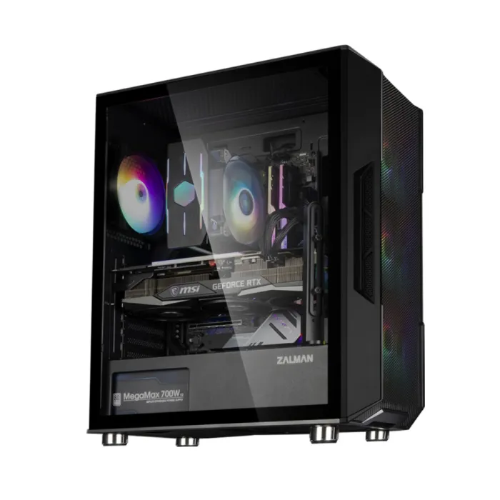 Zalman I3 Neo korpusi BPsiz 1xUSB3.0, 2xUSB2.0 4x120mm RGB VGA 355mm LCS tayyor TG Yon panel ATX qora