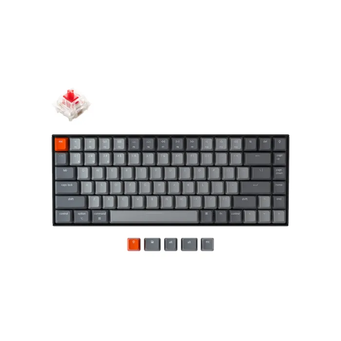 Клавиатура механическая K2 84Key, Gateron G PRO Red, BT/USB-A, Hot-Swap, EN/UKR, White LED, черный
