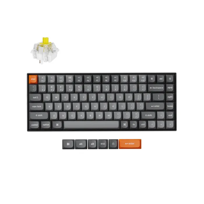 Клавиатура механическая Keychron K2 MAX 84Key, K super Banana, WL/BT/USB-A, QMK, EN/RU/UZ, White Led, черный