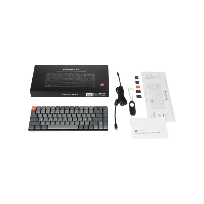 Клавиатура механическая K3 84Key, Gateron Red, BT/USB-A, Low Profile, EN/UKR, White Led, черный