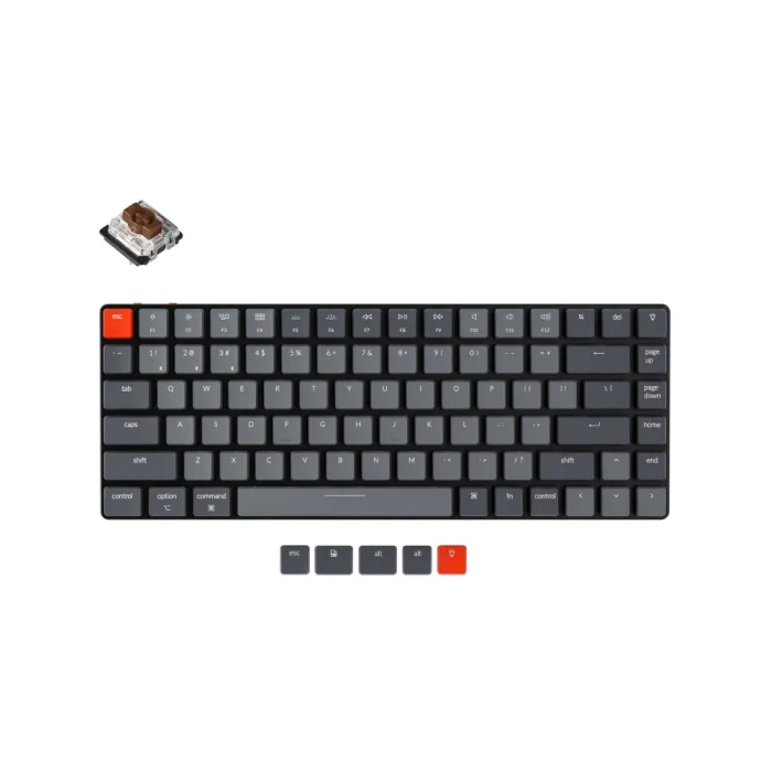 Клавиатура механическая K3 84Key, Gateron Brown, BT/USB-A, Low Profile, EN/UKR, White Led, черный