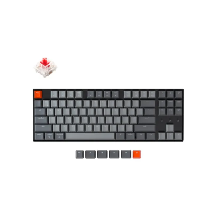 Mexanik klaviatura K8 87Key, Gateron G Pro Red, BT/USB-A, EN/UKR, White Led, qora