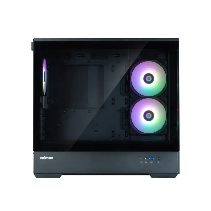 Zalman P30 Black V2 korpusi, BPsiz, 1xUSB3.0, 1xUSB Type-C, 3x120mm ARGB, TG Front/Side Panel, mATX, qora