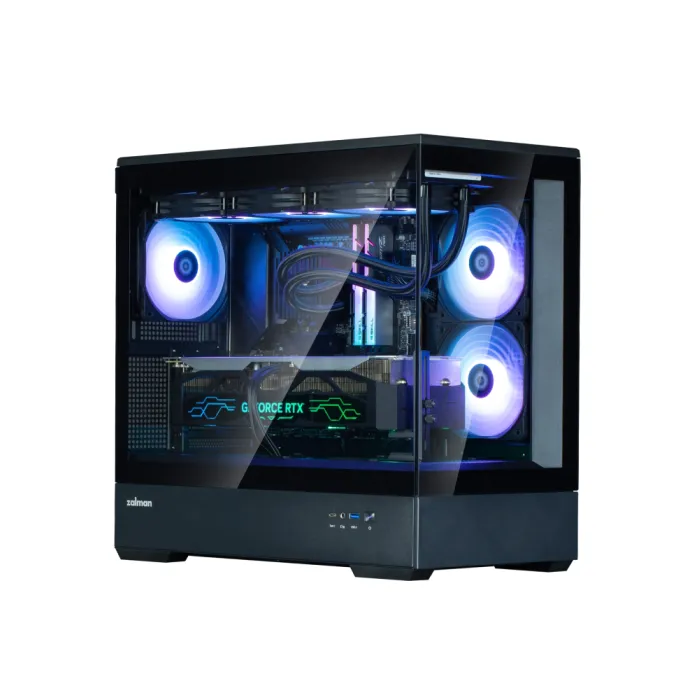 Zalman P30 Black V2 korpusi, BPsiz, 1xUSB3.0, 1xUSB Type-C, 3x120mm ARGB, TG Front/Side Panel, mATX, qora