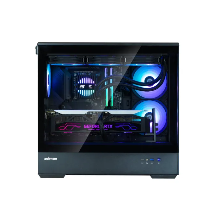 Zalman P30 Black V2 korpusi, BPsiz, 1xUSB3.0, 1xUSB Type-C, 3x120mm ARGB, TG Front/Side Panel, mATX, qora