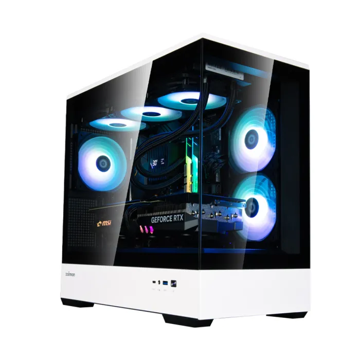 Zalman P30 korpusi BPsiz, 1xUSB3.0, 1xUSBType-C, 3x120mm ARGB, VGA 420mm, LCS tayyor, TG yon paneli, mATX, qora/oq