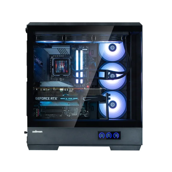 Zalman P50 DS korpusi BPsiz, 2xUSB3.0, 1xUSBType-C, 4x120mm ARGB, VGA 435mm, LCS tayyor, TG yon paneli, ATX, qora