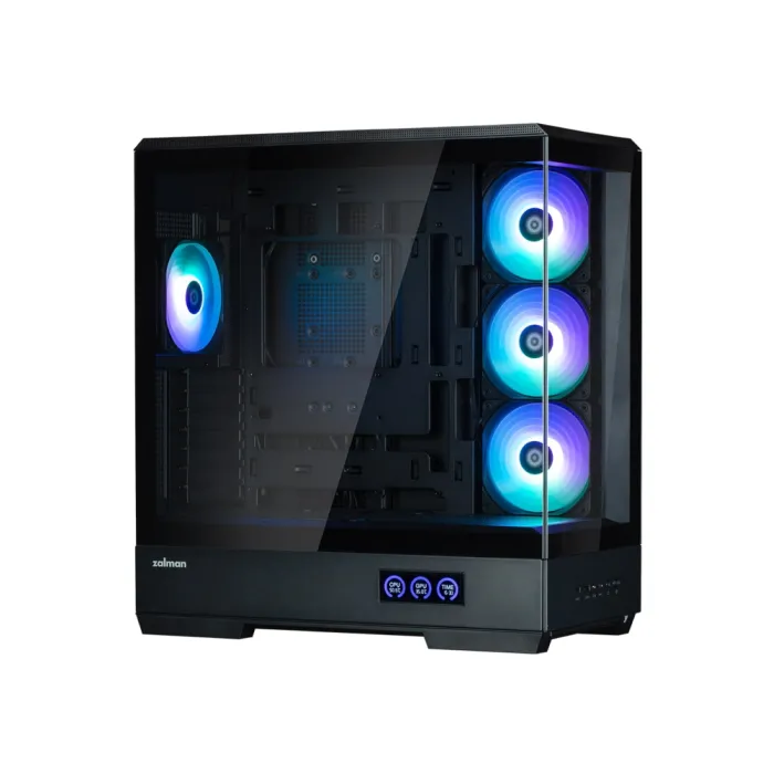 Zalman P50 DS korpusi BPsiz, 2xUSB3.0, 1xUSBType-C, 4x120mm ARGB, VGA 435mm, LCS tayyor, TG yon paneli, ATX, qora