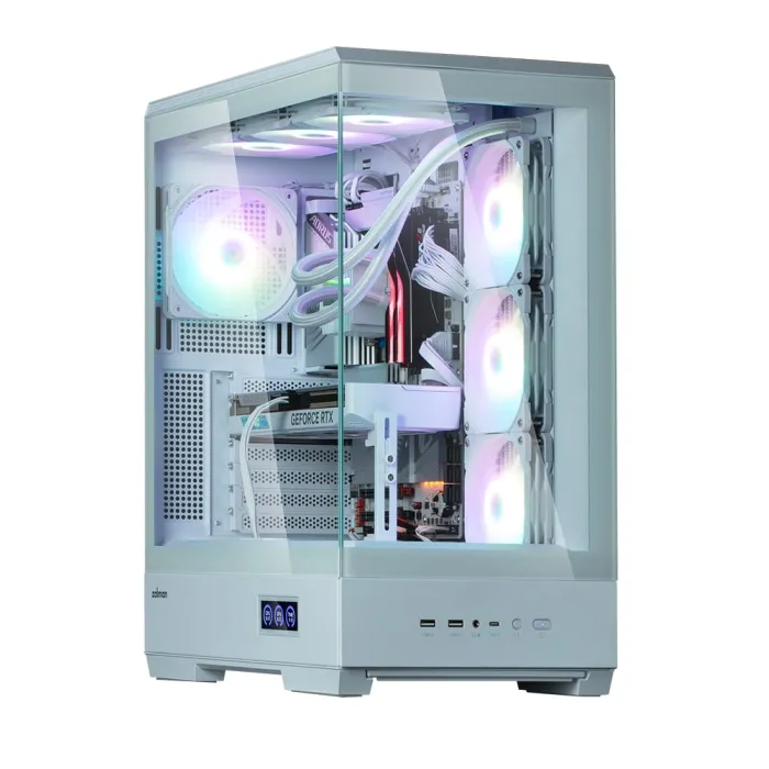 Zalman P50 DS korpusi BPsiz, 2xUSB3.0, 1xUSBType-C, 4x120 mm ARGB, VGA 435 mm, LCS tayyor, TG yon paneli, ATX, oq