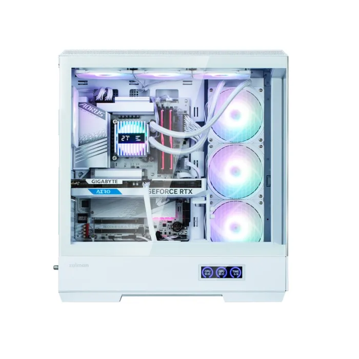 Zalman P50 DS korpusi BPsiz, 2xUSB3.0, 1xUSBType-C, 4x120 mm ARGB, VGA 435 mm, LCS tayyor, TG yon paneli, ATX, oq