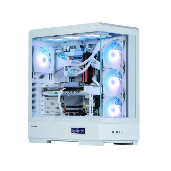 Zalman P50 DS korpusi BPsiz, 2xUSB3.0, 1xUSBType-C, 4x120 mm ARGB, VGA 435 mm, LCS tayyor, TG yon paneli, ATX, oq