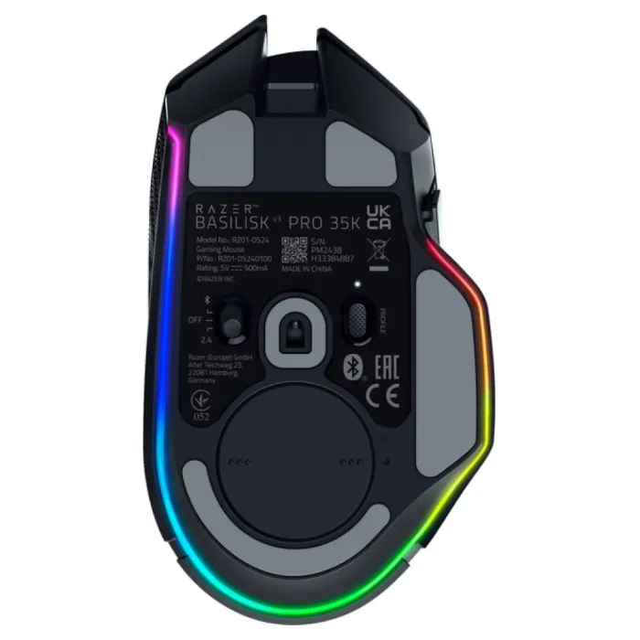 Sichqoncha Razer Basilisk V3 Pro 35K, RGB, USB-A/WL/BT, qora