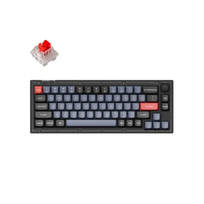 Mexanik klaviatura Keychron V2 68Key, K Pro Red, Hot-Swap, QMK, Knob, USB-A, EN/UKR, RGB, Frosted Black