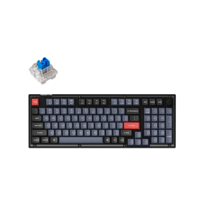 Mexanik klaviatura Keychron V5 100Key, K Pro Blue, Hot-Swap, QMK, Knob, USB-A, EN/UKR, RGB, Frosted Black