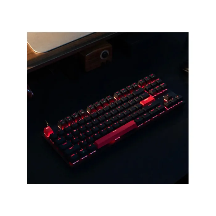 Mexanik klaviatura Lemokey X1 87Key, Keychron Red, USB-A, QMK/VIA, EN/UZ/RU, Red led, qora