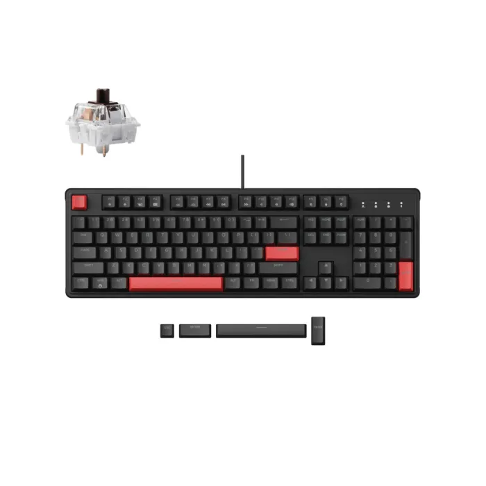 Mexanik klaviatura Lemokey X3 104Key, Keychron Brown, USB-A, QMK/VIA, EN/UZ/RU, Red Led, qora