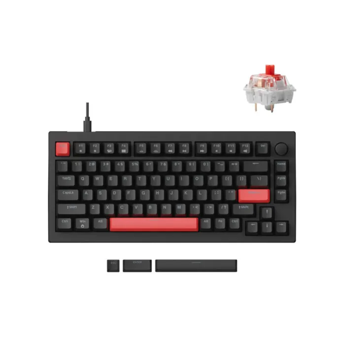 Mexanik klaviatura Lemokey X4 84Key, Keychron Red, USB-A, QMK, EN/UZ/RU, Red led, qora