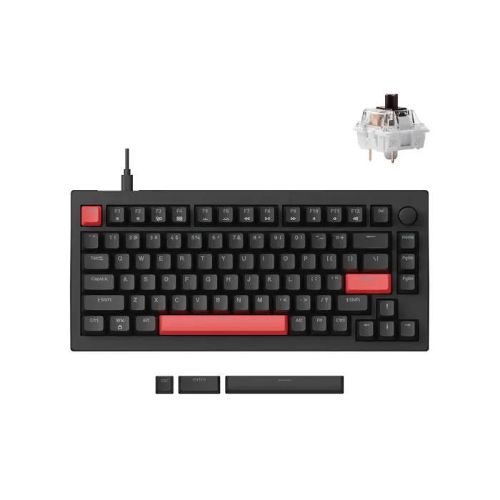 Mexanik klaviatura Lemokey X4 84Key, Keychron Brown, USB-A, QMK, EN/UZ/RU, Red led, qora