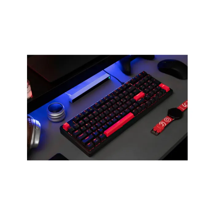 Mexanik klaviatura Lemokey X5 104Key, Keychron Red, USB-A, QMK, EN/UZ/RU, Red Led, qora