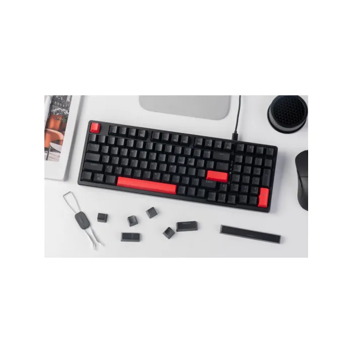 Mexanik klaviatura Lemokey X5 104Key, Keychron Red, USB-A, QMK, EN/UZ/RU, Red Led, qora
