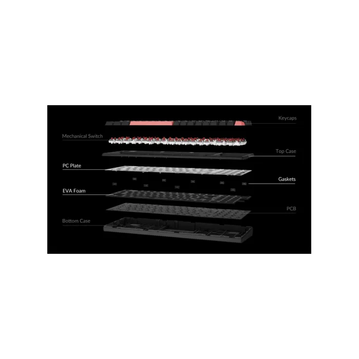 Mexanik klaviatura Lemokey X5 104Key, Keychron Red, USB-A, QMK, EN/UZ/RU, Red Led, qora