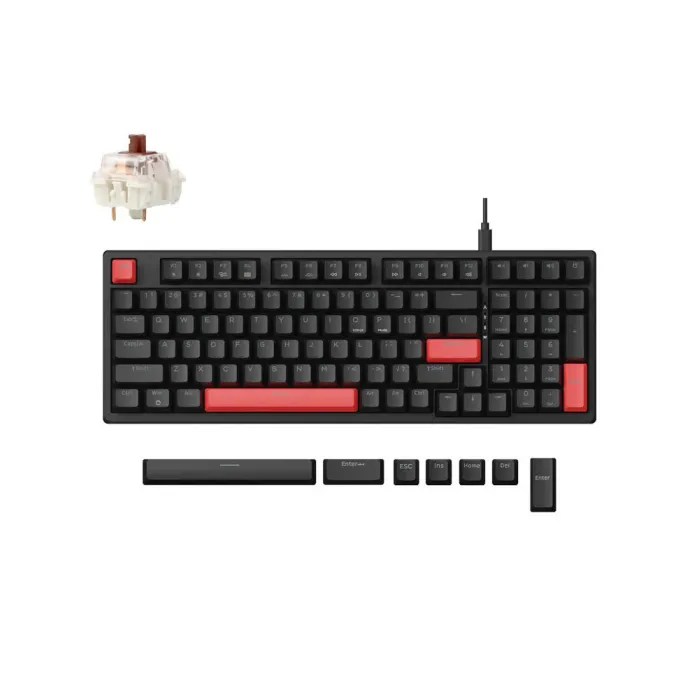 Mexanik klaviatura Lemokey X5 104Key, Keychron Brown, USB-A, QMK, EN/UZ/RU, Red Led, qora